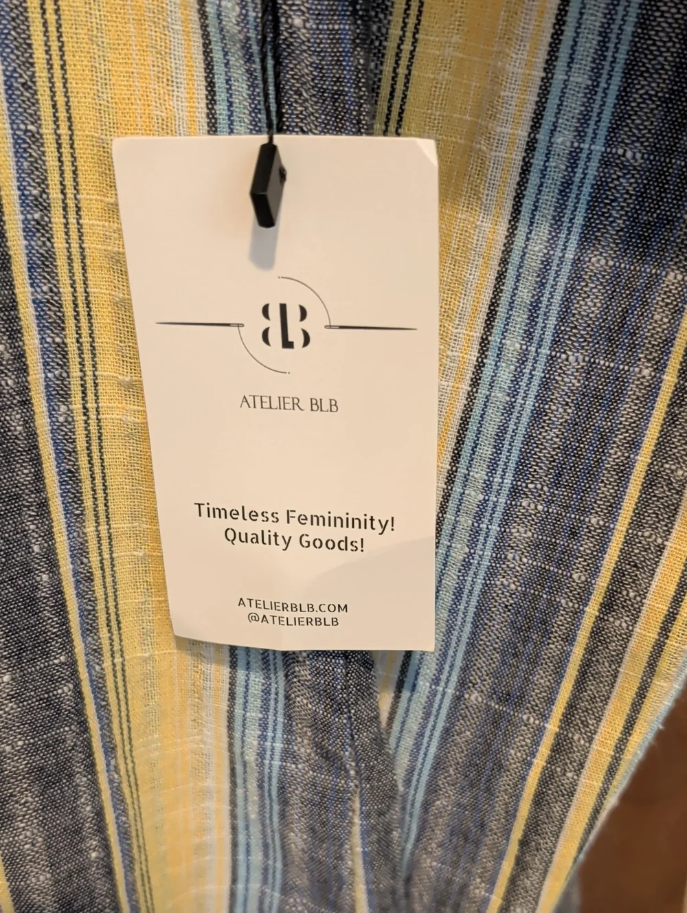 Atelier BLB Striped Hooded Swim Coverup Set in Blue and Yellow Cotton